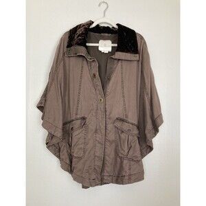 Anthropologie Hei Hei Poncho Cape Jacket MEDIUM LARGE Taupe Brown Boho